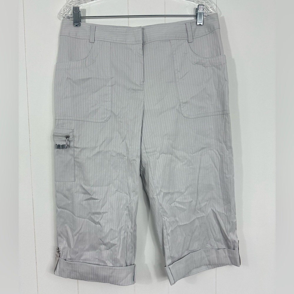 NWT IZOD Womens Sz 10 Gray XFG Xtreme Function Golf Swing flex Capri Roll Hem